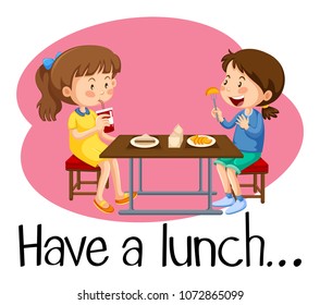 Girls Having Lunch at Cafeteria illustration