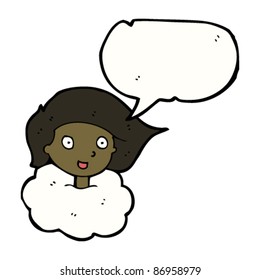 girl's head floating on cloud