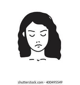 Girl's head with long hair vector illustration 