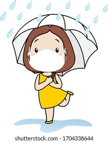 Girls and health care in the rainy season.