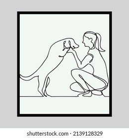 Girls with her dog playing.
