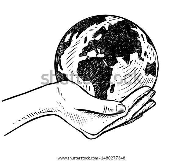 Girls Holding Planet Earth Illustration Stock Vector (Royalty Free ...