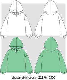 Girls Hooded Drop shoulder flat sketch