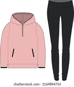 Girls Hoodie and legging set vector file