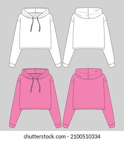 Girls hoodies sweatshirt with drop shoulder flat sketch