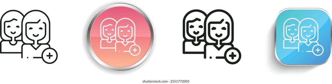 girls icon. Thin Linear, Regular and Button Style Design Isolated On White Background