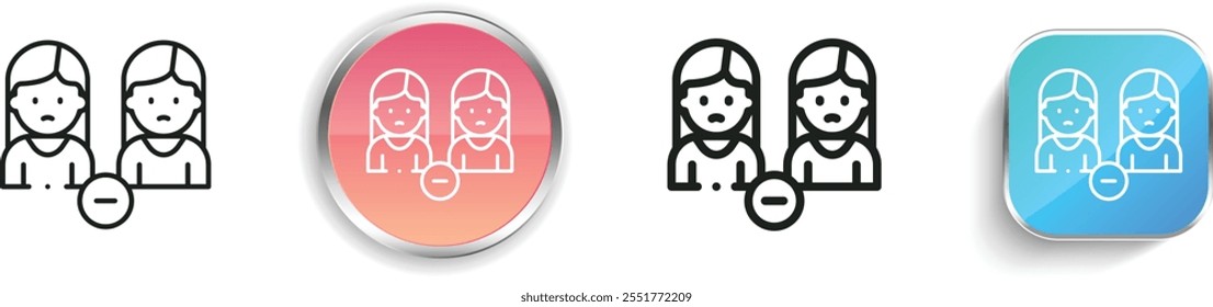 girls icon. Thin Linear, Regular and Button Style Design Isolated On White Background