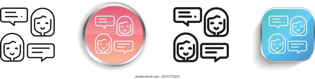 girls icon. Thin Linear, Regular and Button Style Design Isolated On White Background