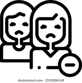 Icono de chicas. Diseño De Estilo Lineal Delgado Aislado Sobre Fondo Blanco