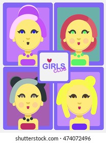 girls icon vector set