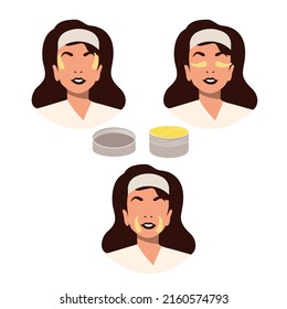 Girls icons set. Vector stock illustration. White background. isolated. Jar with patches. A character without a face.