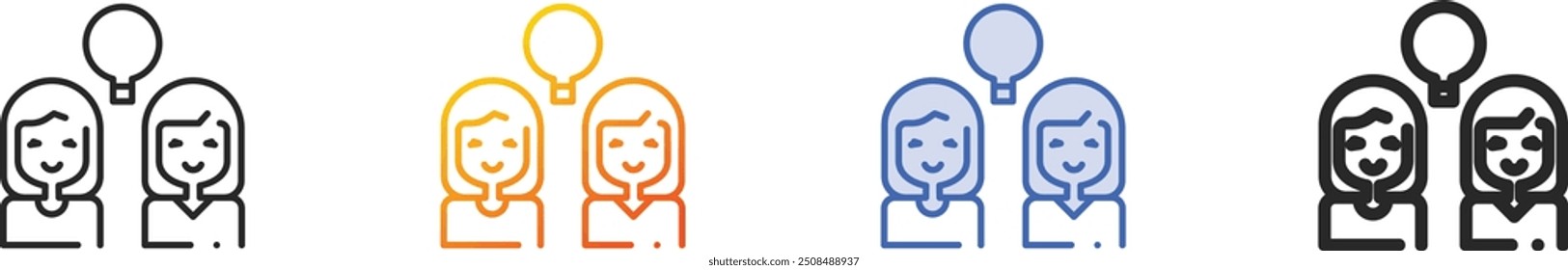 girls icon.Thin Linear, Gradient, Blue Stroke and bold Style Design Isolated On White Background