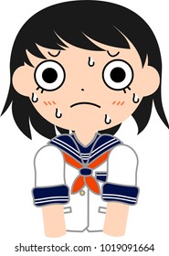 Girl's Japanese student Sailor suit and Short hair impatient.This is a vector illustration.