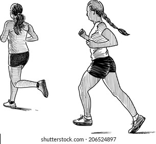 girls jogging
