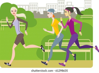 Girls jogging