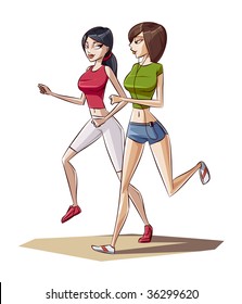 Girls jogging in the park