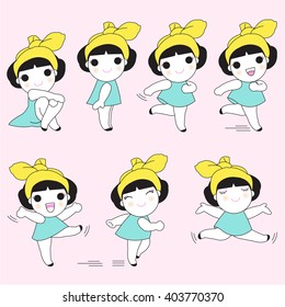 Girls' Joyful Movement Character illustration