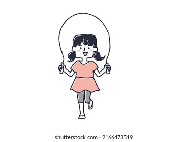 Girls jumping rope Children who move their bodies and play cheerfully