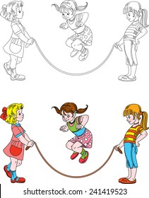 girls jumping skipping rope