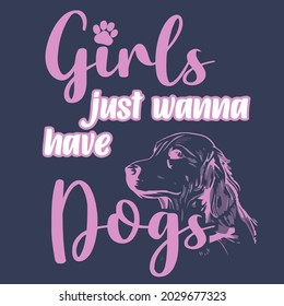 girls just wanna have dogs funny girls pet throw pillow cover 8 x 8 design vector illustration for use in design and print wall art poster canvas