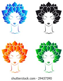 girls with leaf`s hear