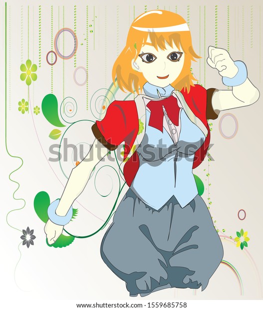 Girls Like Dance Every Day Anime Stock Vector Royalty Free