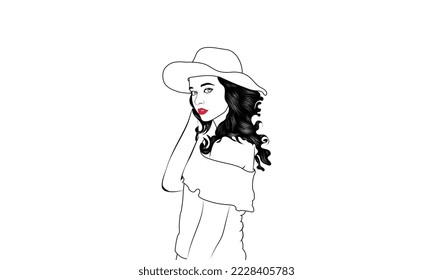 Girls line art and photo sketch is different hair style.