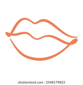Girls lips one continuous line at illustration Black line and color version victor drawing eps 10