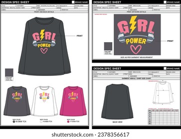 
GIRLS LONG SLEEVE GIRL POWER FUNNY GYM STREETWEAR VECTOR DIGITAL DTG DTF HEAT TRANSFER STICKER SUBLIMATION PRINT T SHIRT TECHPACK MEASUREMENT LAYOUT TEMPLATE DESIGN