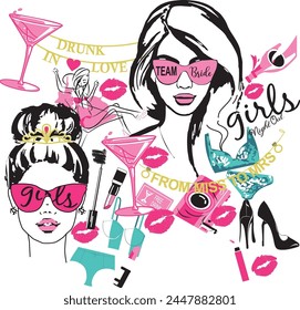 girls love drink party fashion vector