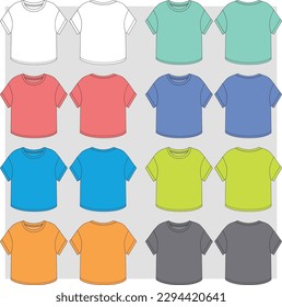 Chicas de varios colores Crop tee con el hombro suelto dibujo plano