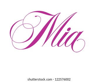 Girl's Name Elegant Vector Lettering Series: Mia