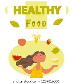 girls with natural and healthy food