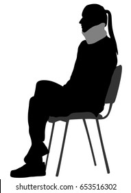 Girl's neck in the collar of trench vector silhouette illustration.  Injured woman with neck brace sitting in ambulance. Waiting for doctor in hospital. Medic help for patient. Broken  vertebra health svg
