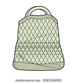 Girls net bag with handle vector template technical design by adobe illustrator.