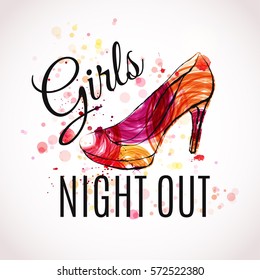 Girls Night Out Party Design. Vector Illustration For Poster, Flyer Or Banner