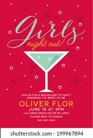 Girls Night Out Party Invitation With Cocktail Glass