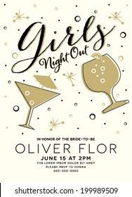 Girls Night Out Party Invitation Card Design In Vector