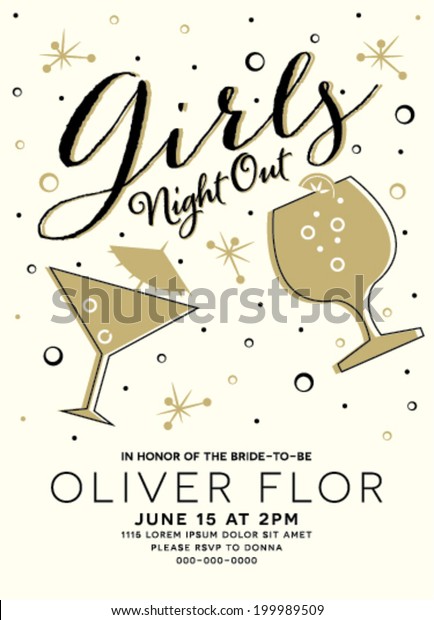 Girls Night Out Party Invitation Card Stock Vector Royalty Free 199989509