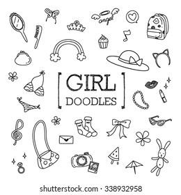 Girl's object doodle set