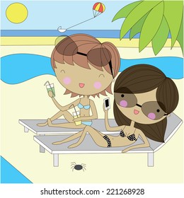 girls on the beach