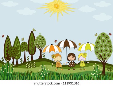 Girls outdoors