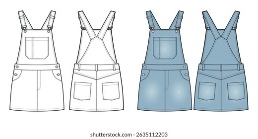 Girls overall denim jumpsuit skirt