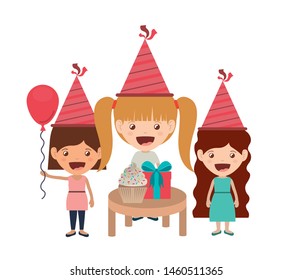 girls with party hat in birthday celebration