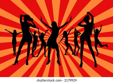  Girls  Party - vector illustration