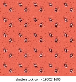 Girls pattern cartoon background. Vector pattern. Seamless pattern. For tablecloths, clothes, shirts, dresses, paper, bedding, blankets.
