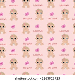 Patrón de niñas. Fondos sin costura. Impresión textil pura. Ilustración vectorial de la ducha de bebé.