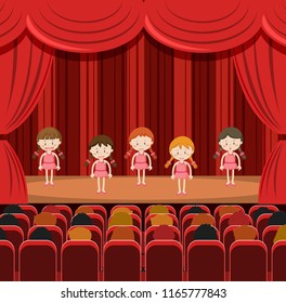 girls performing on stage illustration