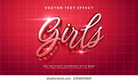 Efecto de estilo de texto modificable de color rosa femenino. Efecto de texto vectorial con un elegante color rosa, adecuado para un tema romántico.