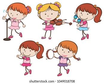 Niñas jugando con diferentes instrumentos